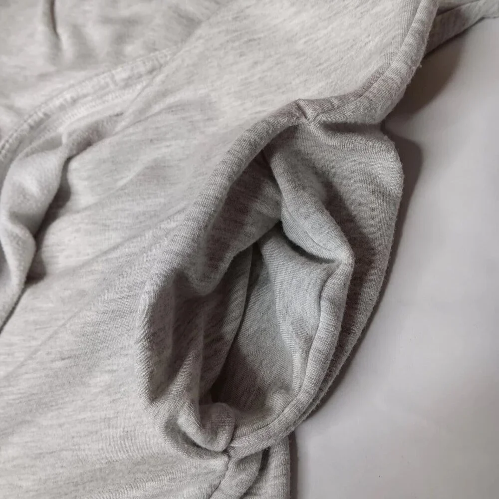 Athleta Womens Large Purana Wrap Sweatshirt Gray Heather Ribbed Long Sleeve Top - Picture 7 of 15